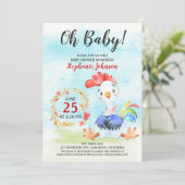 Invitation de la ferme de Baby shower de coq d'aqu (Debout devant)