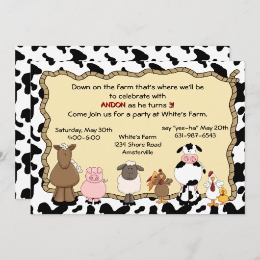 Invitation de la ferme Yee-Ha (Devant / Derrière)