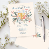 Invitation de la fête à main de Florals Hanoukka