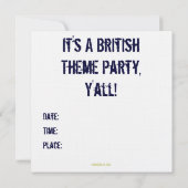 Invitation de la fête à thème britannique (Carré) (Dos)