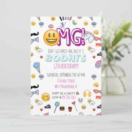 Invitation de la fête à thème Emoji (Debout devant)