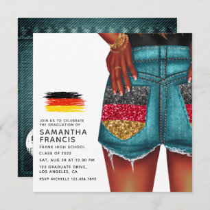 Invitation de la Fête allemande Denim Girl Graduat