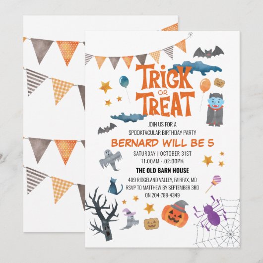 Invitation de la fête Anniversaire de enfant d'Hal (Devant / Derrière)