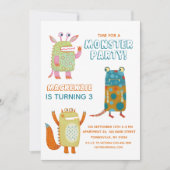 Invitation de la fête Anniversaire de enfant Monst (Devant)