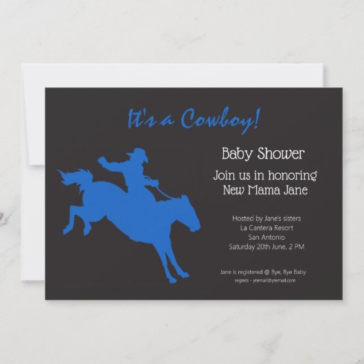 Invitation de la fête Baby shower Cowboy (Devant)