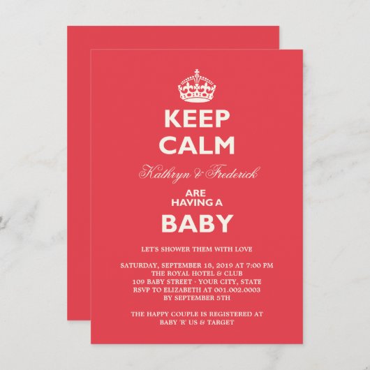 Invitation de la fête Baby shower des couples au c (Devant / Derrière)