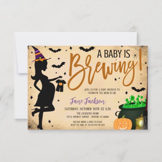 Invitation de la fête Baby shower d'Halloween (Devant)
