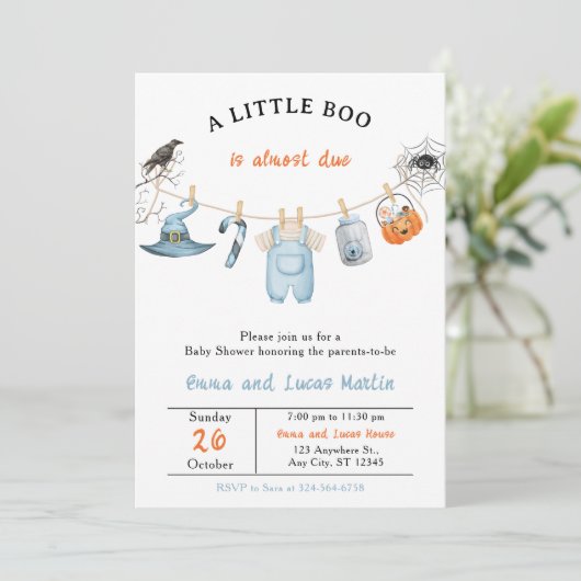 Invitation de la fête Baby shower d'Halloween - mo (Debout devant)