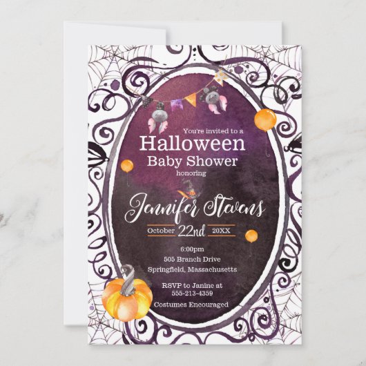 Invitation de la fête Baby shower Halloween Waterc (Devant)