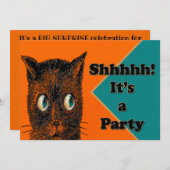 Invitation de la fête Black Cat Surprise (Devant / Derrière)