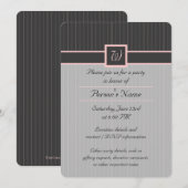 Invitation de la fête Black with Pinstripes Rose (Devant / Derrière)