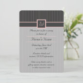 Invitation de la fête Black with Pinstripes Rose (Debout devant)
