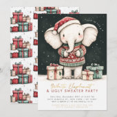 Invitation de la fête blanche éléphant laide (Devant / Derrière)