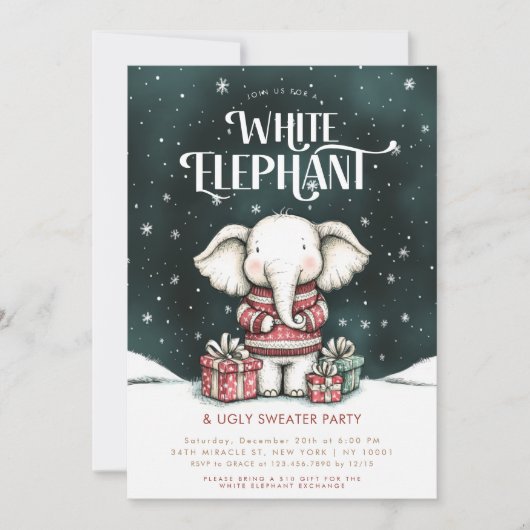 Invitation de la fête blanche éléphant laide (Devant)