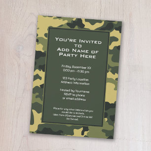 Invitation de la fête : Camouflage militaire vert