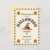 Invitation de la fête citrouille d'Halloween (Devant / Derrière)