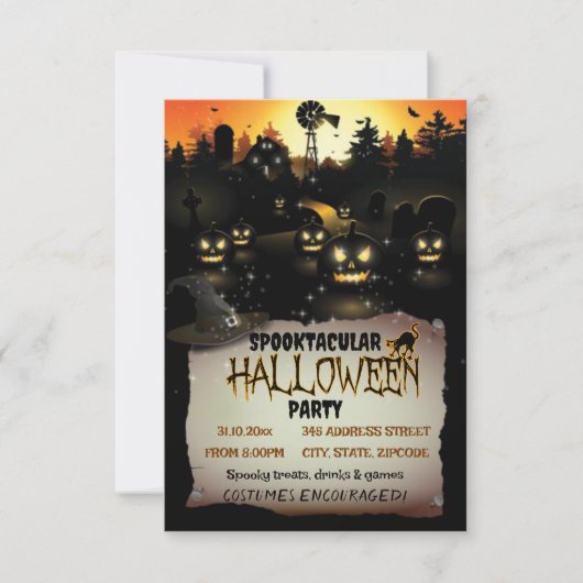 Invitation de la fête costumée d'Halloween modifia (Devant)