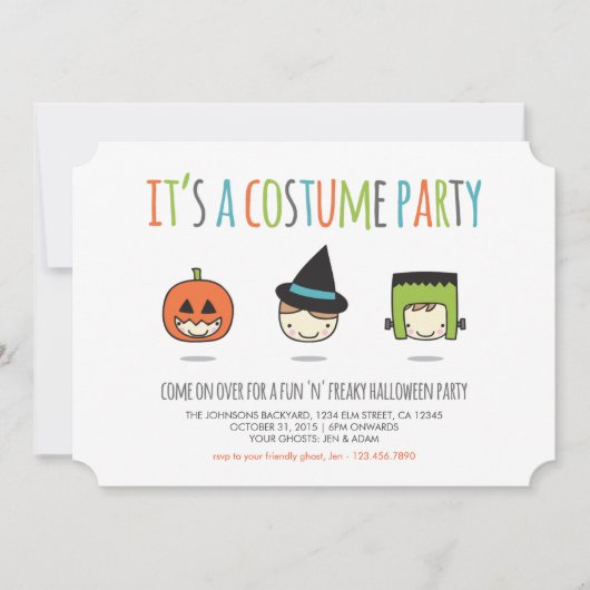 Invitation de la fête costumée d'Halloween pour en (Devant)