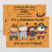 Invitation de la fête costumée d'Halloween pour en (Devant / Derrière)