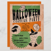 Invitation de la fête costumée Halloween de style  (Devant / Derrière)