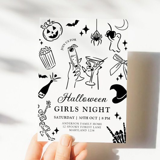 Invitation de la fête costumée Halloween dessinée 