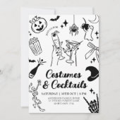 Invitation de la fête costumée Halloween dessinée  (Devant)