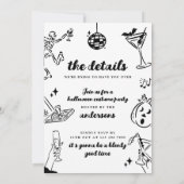 Invitation de la fête costumée Halloween dessinée  (Dos)