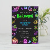 Invitation de la fête costumée Halloween Neon (Debout devant)