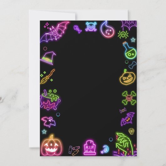 Invitation de la fête costumée Halloween Neon (Dos)