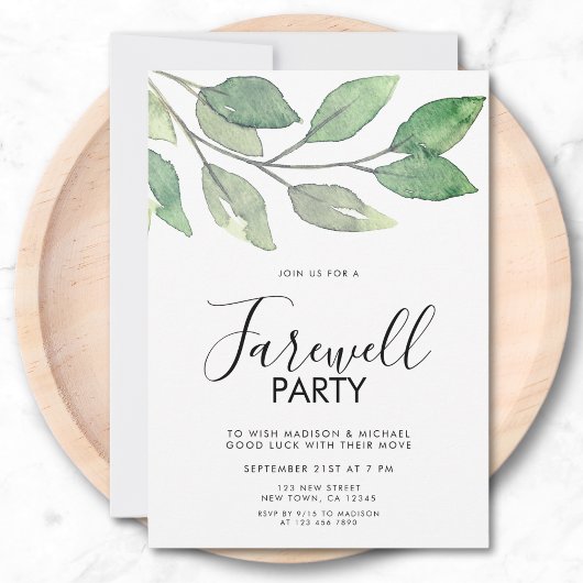 Invitation de la fête d'adieu