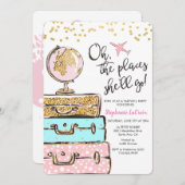 Invitation de la fête d'adieu à thème Voyage (Devant / Derrière)