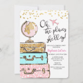 Invitation de la fête d'adieu à thème Voyage (Devant)