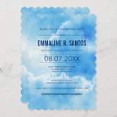 Invitation de la fête d'anniversaire Blue Sky (Devant / Derrière)