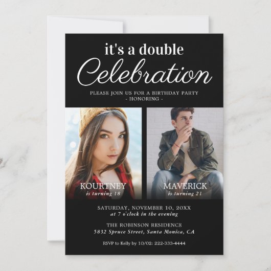 Invitation de la fête d'anniversaire conjointe noi (Devant)