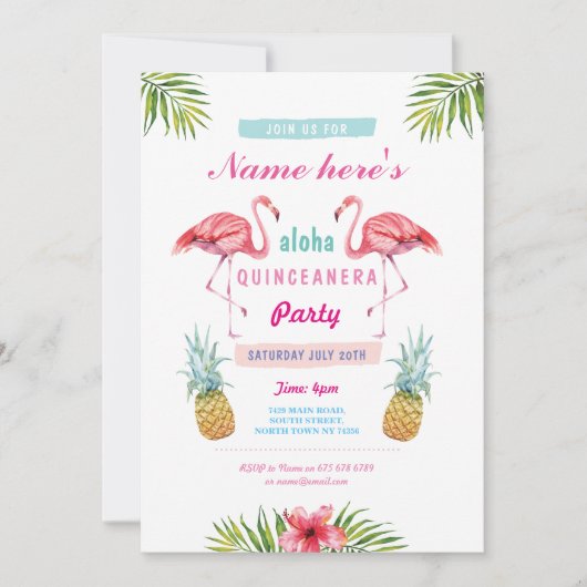 Invitation de la fête d'anniversaire d'Aloha Flama (Devant)