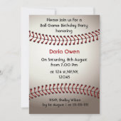 Invitation de la fête d'anniversaire de baseball (Devant)