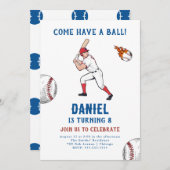 Invitation de la fête d'anniversaire de baseball (Devant / Derrière)