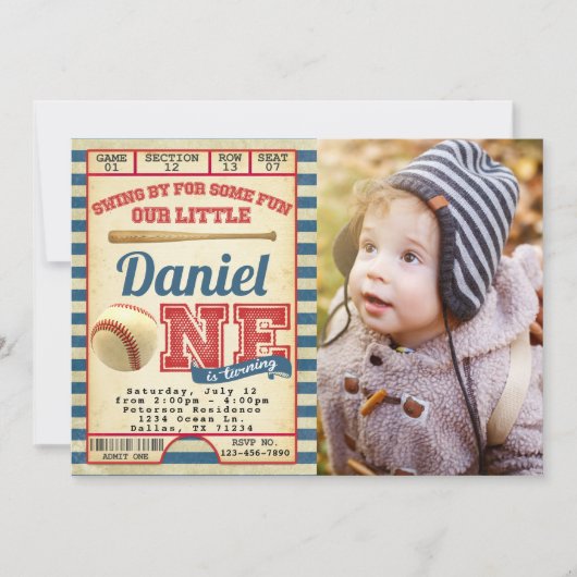 Invitation de la fête d'anniversaire de baseball (Devant)