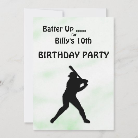 Invitation de la fête d'anniversaire de baseball (Devant)