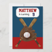 Invitation de la fête d'anniversaire de baseball (Devant)