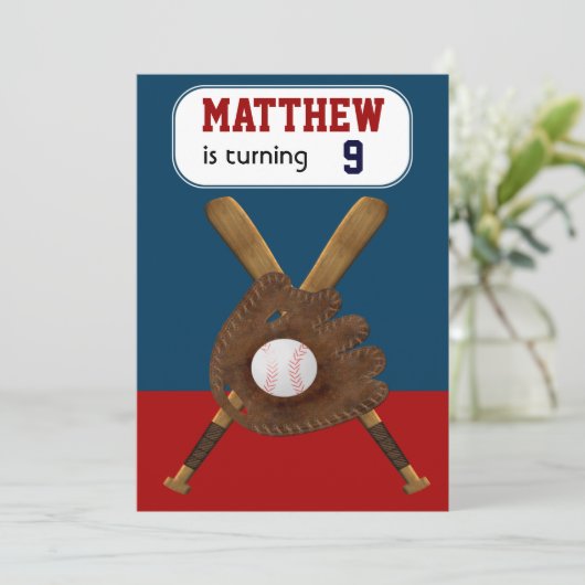 Invitation de la fête d'anniversaire de baseball (Debout devant)