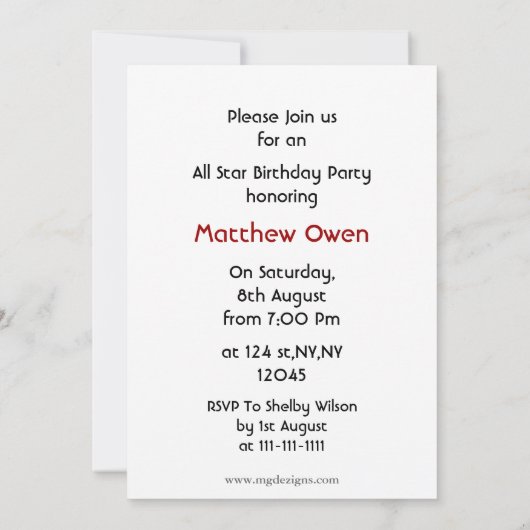 Invitation de la fête d'anniversaire de baseball (Dos)