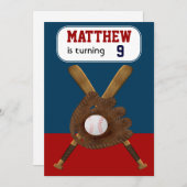 Invitation de la fête d'anniversaire de baseball (Devant / Derrière)