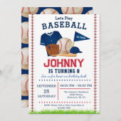 Invitation de la fête d'anniversaire de baseball (Devant / Derrière)