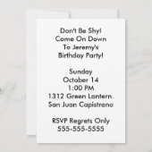 Invitation de la fête d'anniversaire de Chameleon (Dos)