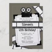 Invitation de la fête d'anniversaire de cinéma et  (Devant / Derrière)