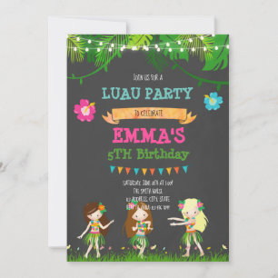 invitation de la fête d'anniversaire de Cute Luau