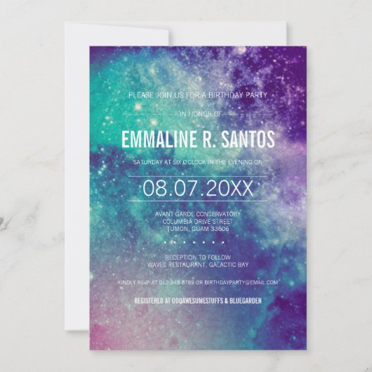 Invitation de la fête d'anniversaire de Galaxy (Devant)