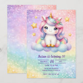 Invitation de la fête d'anniversaire de Kawaii Uni (Devant / Derrière)