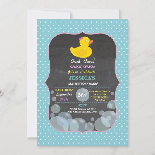 Invitation de la fête d'anniversaire de la Bubber  (Devant)